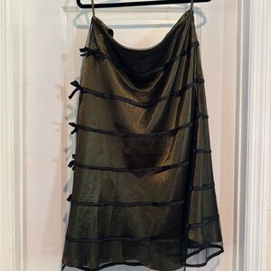 Midi Olive Bow Skirt